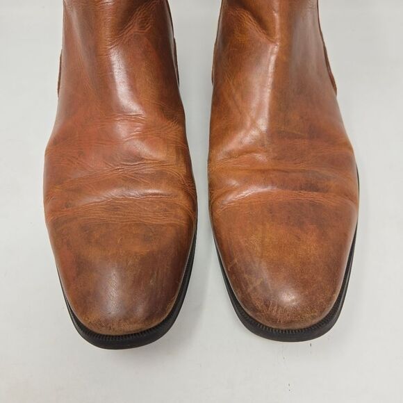 FLORSHEIM Men's Beat Plain Toe Gore Chelsea Boots Size Cognac Brown Leather - Picture 2 of 15